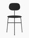 Front view of the Afteroom Dining Chair Plus, fully upholstered in black with a minimalist black powder-coated steel frame.