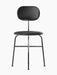 Front view of the Afteroom Dining Chair Plus, fully upholstered in black with a thin tubular steel frame.
