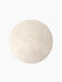 A circular Androgyne Side Tabletop in Crystal Rose Marble, seen from a top-down perspective against a black background.
