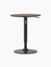 Front view of the Branch Side Table with a dark stained oak top on an adjustable black steel column and circular base.