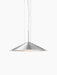 A front-on view of the brushed aluminium Chancery Pendant Lamp, showing its wide, stepped silhouette and soft, glowing light.