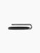 Front view of the black Clip Candle Holder Table 3-arm with a long oval base for three candles and a minimalist looped handle