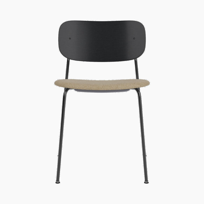 Co Dining Chair, upholstered seat, Black Frame - Audo Bouclé 02