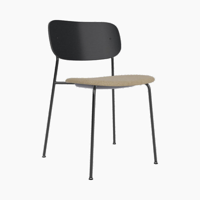 Co Dining Chair, upholstered seat, Black Frame - Audo Bouclé 02