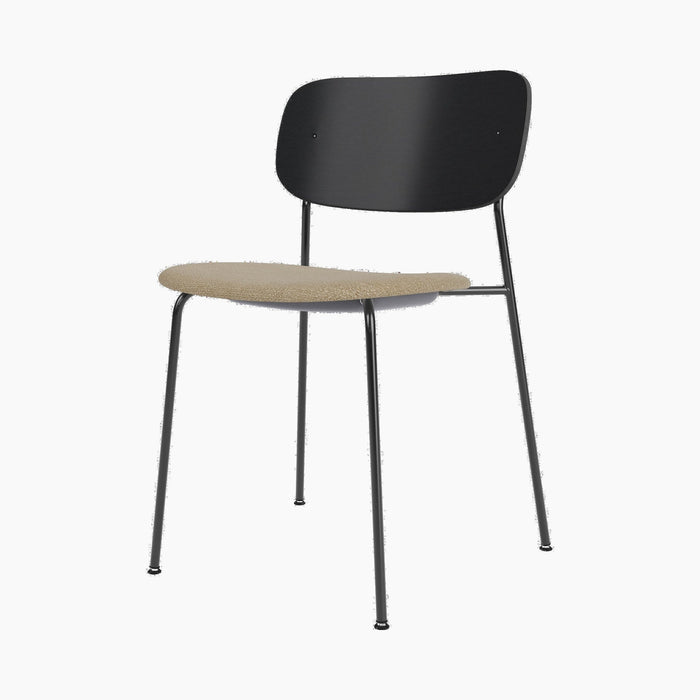 Co Dining Chair, upholstered seat, Black Frame - Audo Bouclé 02