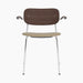 Co Dining Chair, upholstered seat with armrest, Chrome - Dark Stained Oak | Audo Bouclé 02