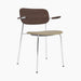Co Dining Chair, upholstered seat with armrest, Chrome - Dark Stained Oak | Audo Bouclé 02
