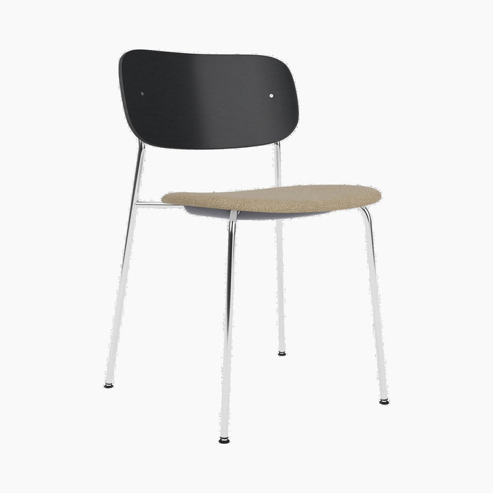 Co Dining Chair, upholstered seat, Chrome - Audo Bouclé 02