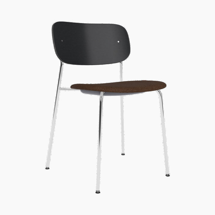 Co Dining Chair, upholstered seat, Chrome - Audo Bouclé 07