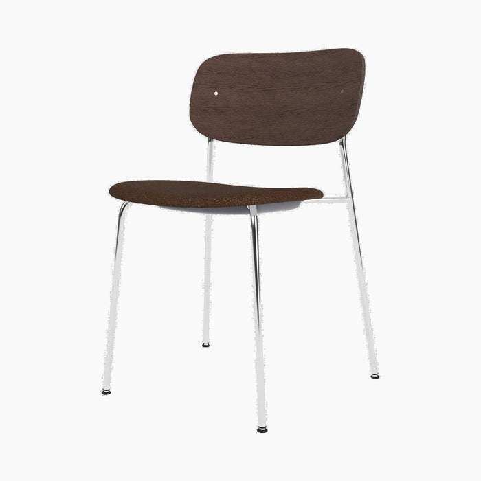 Co Dining Chair, upholstered seat, Chrome - Audo Bouclé 07
