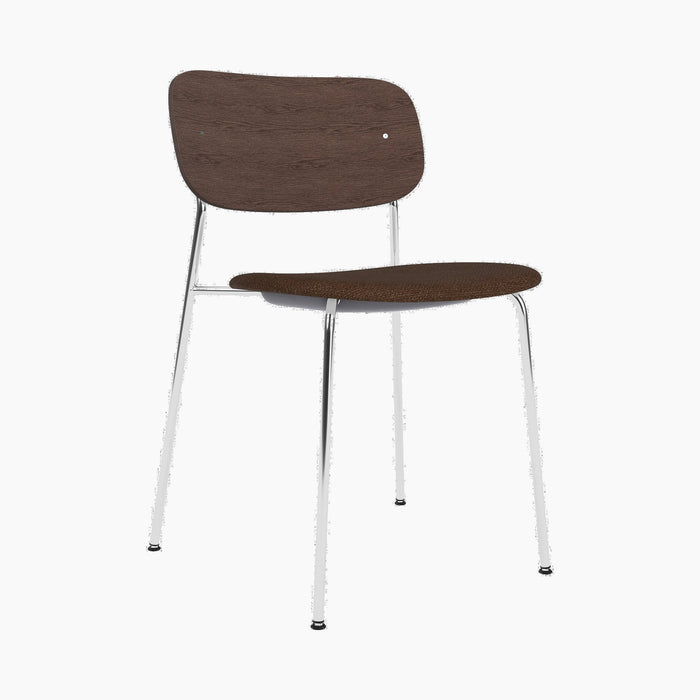 Co Dining Chair, upholstered seat, Chrome - Audo Bouclé 07