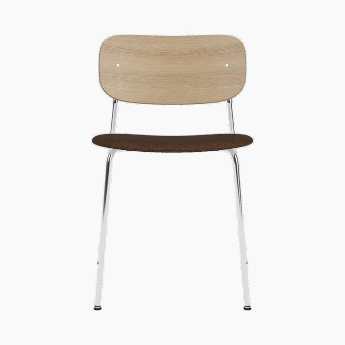 Co Dining Chair, upholstered seat, Chrome - Audo Bouclé 07
