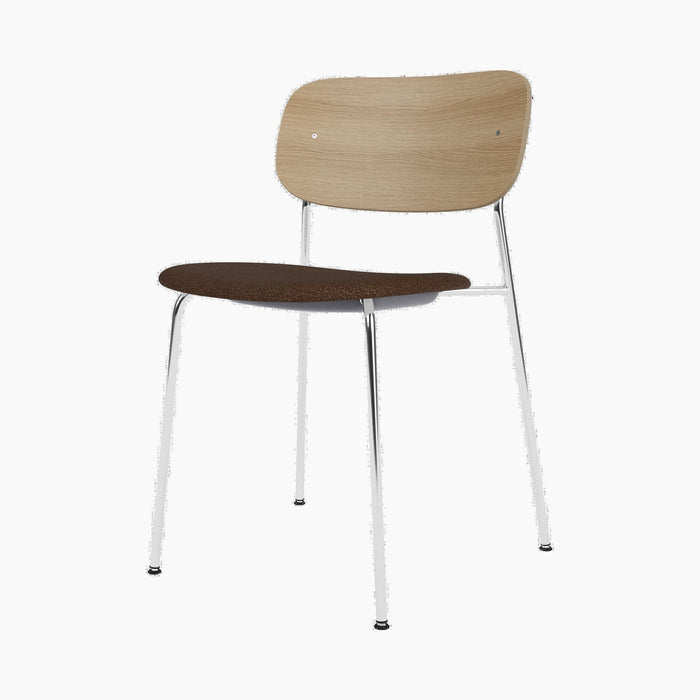Co Dining Chair, upholstered seat, Chrome - Audo Bouclé 07