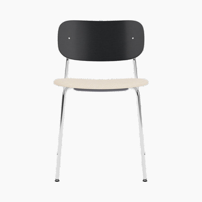 Co Dining Chair, upholstered seat, Chrome - Logan Jasmine