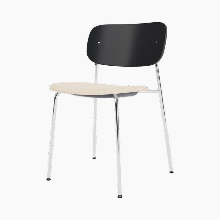 Co Dining Chair, upholstered seat, Chrome - Logan Jasmine