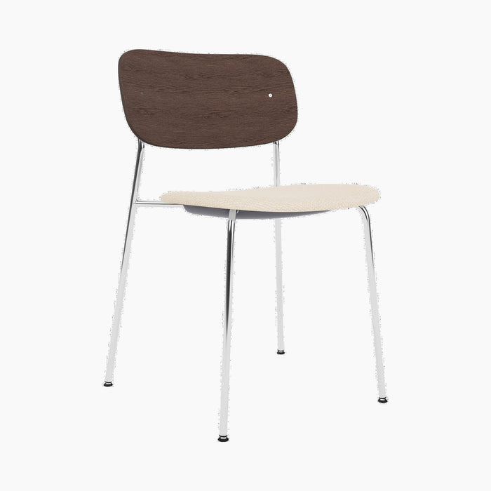 Co Dining Chair, upholstered seat, Chrome - Logan Jasmine