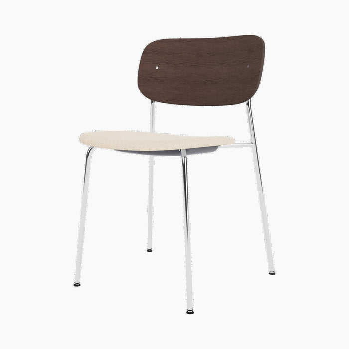 Co Dining Chair, upholstered seat, Chrome - Logan Jasmine