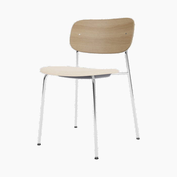 Co Dining Chair, upholstered seat, Chrome - Logan Jasmine