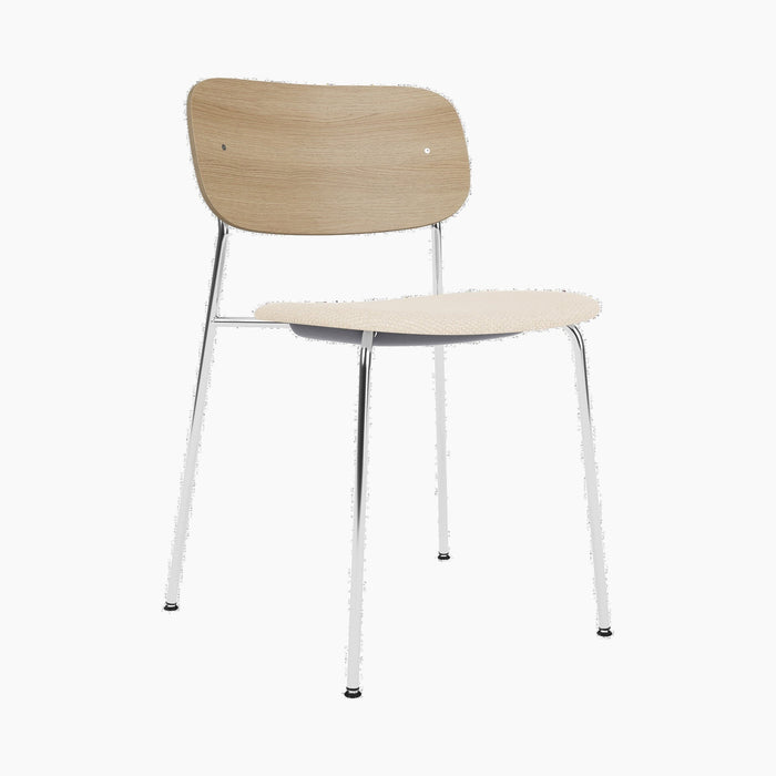 Co Dining Chair, upholstered seat, Chrome - Logan Jasmine