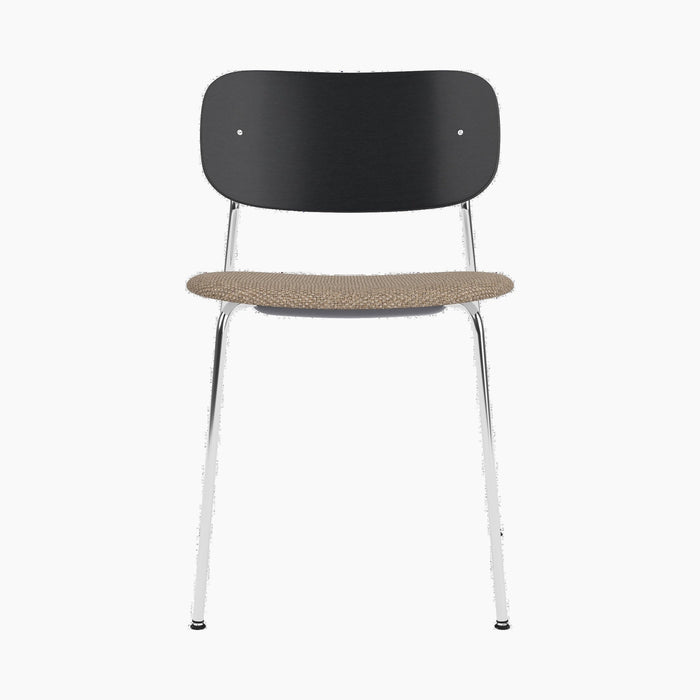 Co Dining Chair, upholstered seat, Chrome - Logan Flint