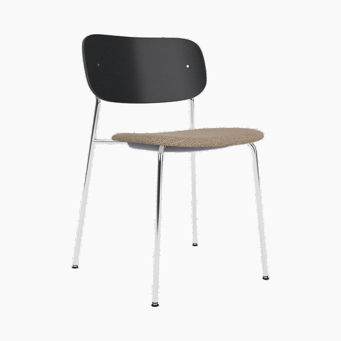 Co Dining Chair, upholstered seat, Chrome - Logan Flint