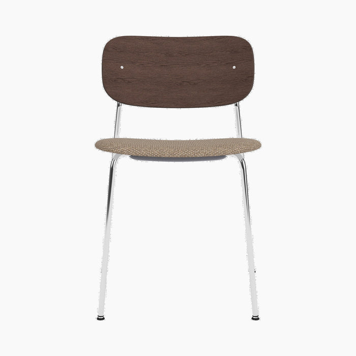 Co Dining Chair, upholstered seat, Chrome - Logan Flint