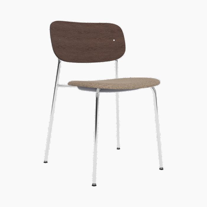 Co Dining Chair, upholstered seat, Chrome - Logan Flint