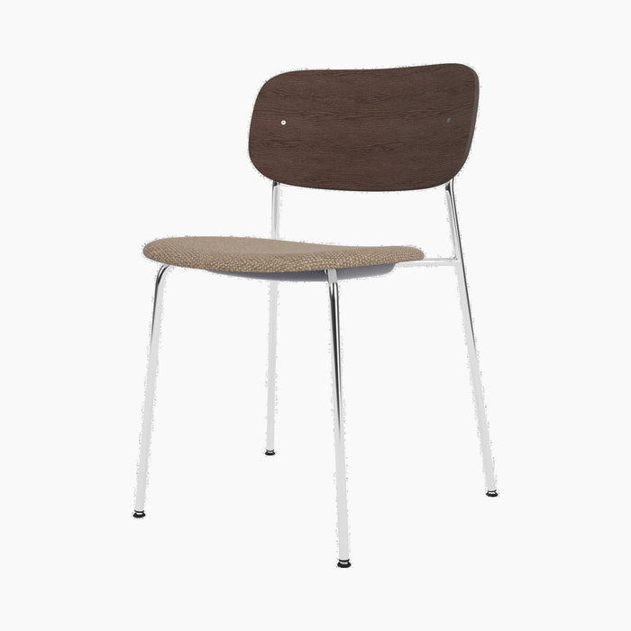 Co Dining Chair, upholstered seat, Chrome - Logan Flint