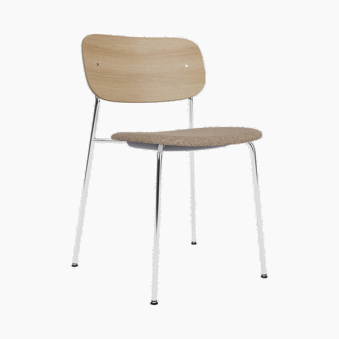 Co Dining Chair, upholstered seat, Chrome - Logan Flint