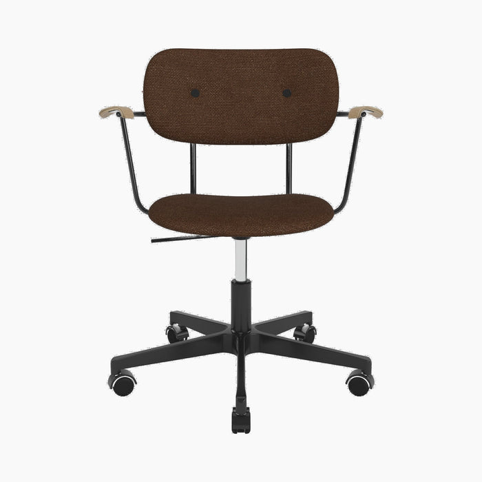 Co Task Chair, Fully Upholstered, w/armrest, Black base - Audo Bouclé 07