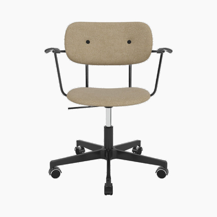Co Task Chair, Fully Upholstered, w/armrest, Black base - Audo Bouclé 02