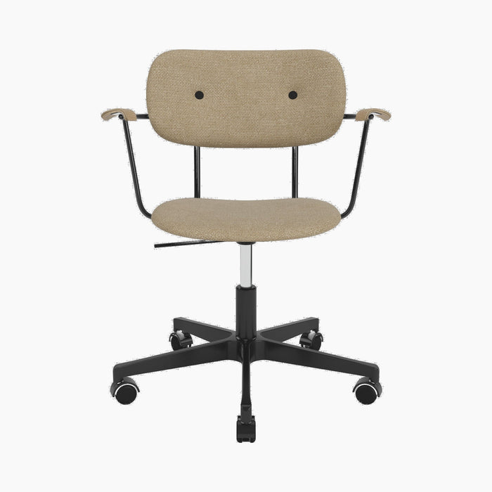 Co Task Chair, Fully Upholstered, w/armrest, Black base - Audo Bouclé 02