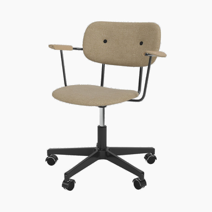 Co Task Chair, Fully Upholstered, w/armrest, Black base - Audo Bouclé 02
