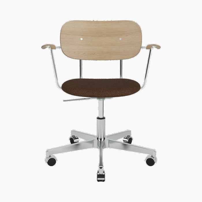 Co Task Chair, Seat Upholstered w/armrest, Aluminium base - Audo Bouclé 07