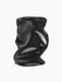 Front view of the Collapse Vase 20 in black. The sculptural ceramic vase has a smooth matte finish and a collapsed form.