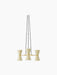 A front view of the Collector Chandelier, 3, featuring three cream, perforated hourglass shades on a polished brass frame.