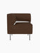 Eave Dining Sofa, Corner module, upholstered in brown Audo Bouclé 07 fabric, showing its curved backrest and slim metal legs.
