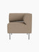 Front view of the Eave Dining Sofa Corner module upholstered in light brown, textured Logan Flint fabric on slim black legs.