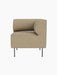 Front view of the Eave Dining Sofa Corner module upholstered in light brown, textured Audo Bouclé 02 with slender legs.