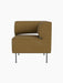 Front view of Eave Dining Sofa Corner module in golden-brown Audo Bouclé 06 fabric, with a curved back and thin metal legs.