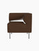 Front view of the Eave Dining Sofa, Corner module, upholstered in brown Audo Bouclé 07 fabric with slender metal legs.