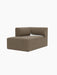 Eave Modular Sofa, 86, Chaise Longue module in brown textured fabric, at a side angle on a black background.
