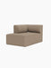 The Eave Modular Sofa Chaise Longue in light brown Logan Flint fabric, with a minimalist low, curved backrest.