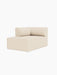 Eave Modular Sofa Chaise Longue module upholstered in light cream 'Logan Jasmine' fabric, shown on a black background.