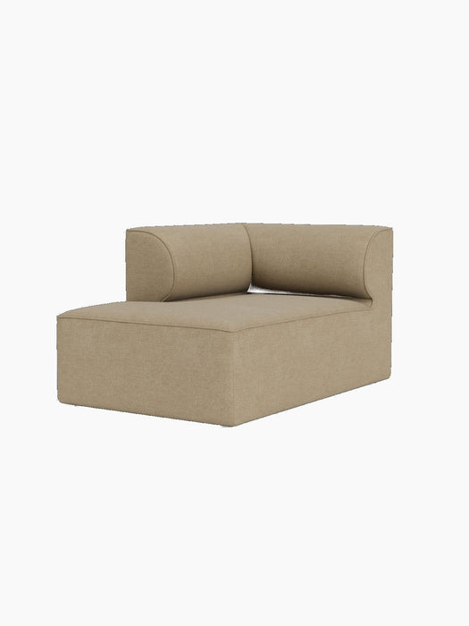 A three-quarter view of the Eave Modular Sofa Chaise Longue module, upholstered in a light brown textured fabric.