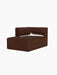 Eave Modular Sofa Chaise Longue, three-quarter angle in brown, textured Audo Bouclé 08 upholstery on a black background.