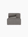A front view of the Eave Modular Sofa Chaise Longue module, upholstered in a textured, grey-brown Audo Bouclé 16 fabric.
