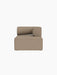 Front view of the Eave Modular Sofa, 86, Chaise Longue in Logan Flint, a textured light brown fabric on a black background.