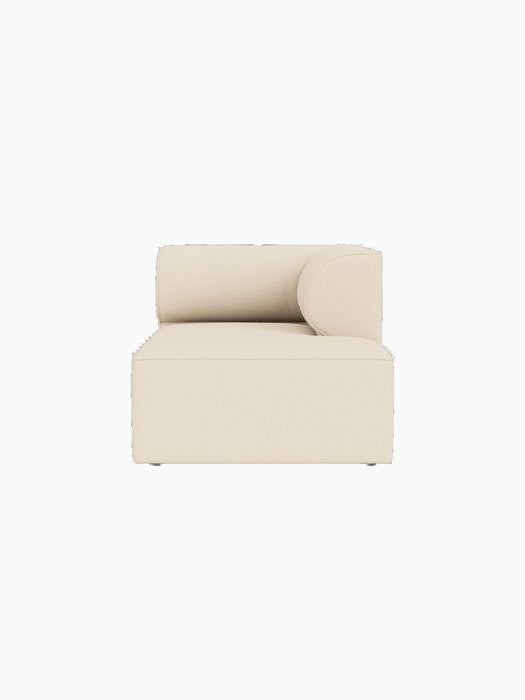 Front view of the Eave Modular Sofa Chaise Longue in cream Logan Jasmine fabric, featuring a low back and rounded armrest.