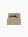 A front-on view of the Eave Modular Sofa Chaise Longue module, upholstered in a light beige Audo Bouclé 02 fabric.